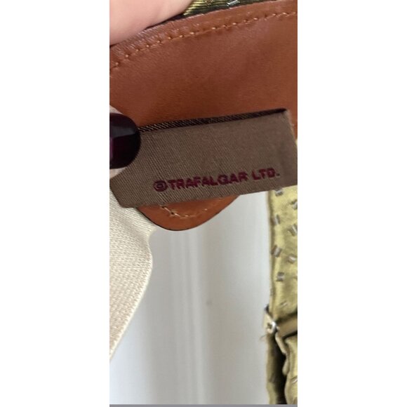 Vintage Trafalgar Silk Button End Braces Suspenders Yellow Brown Abstract Patter - Picture 6 of 6